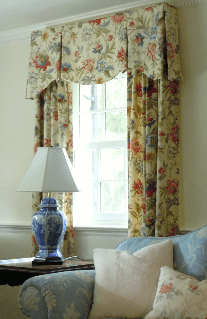 shaped valance and draperies - window treatment styles