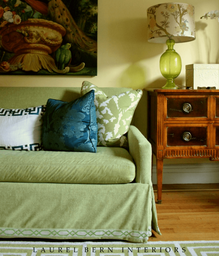 Laurel Bern Interiors Portfolio - throw pillows on a Lee Sofa