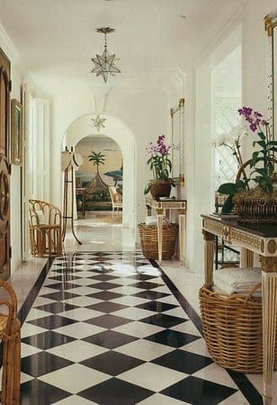 checker checkerboard foyer regency hallway eclectic