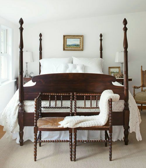 Country-Farmhouse-DIY-mahogany-and-white-master-bedroom-very-different-decorating-styles