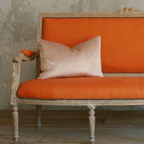 orange decor French settee