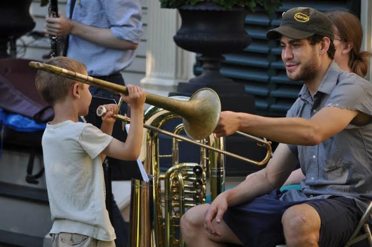 My son Cale and his rusty trombone