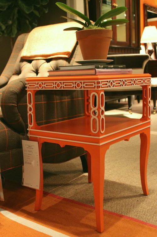 A lovely Chinoiserie side table with blind fretwork pattern by Alexa Hampton for Hickory Chair