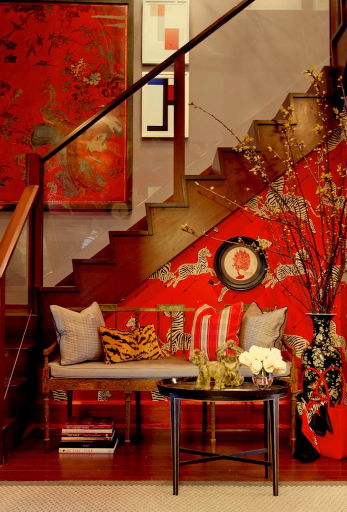 foyer-interiors-eclectic-entry-inspiration-decoration-ideas-color-red
