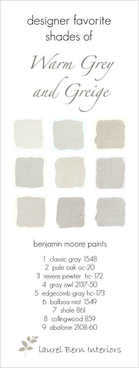 Benjamin Moore warm gray paint colors and greige paint