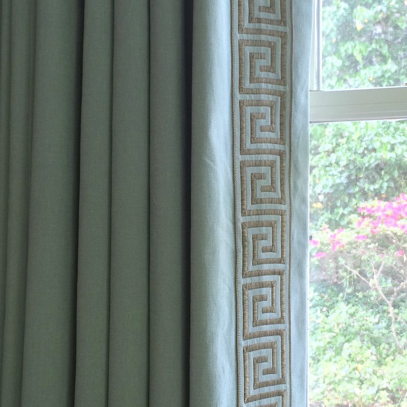 greek-key-drapery-trim - LBI - custom window treatments