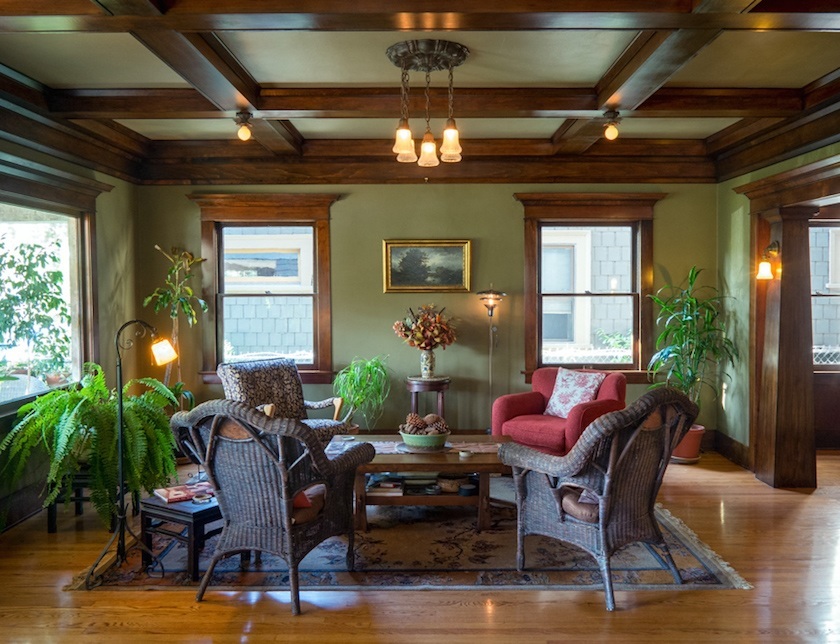 Dining Room with Unpainted Wood Trim