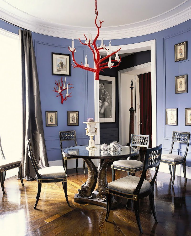 home-dining-room-painted-Jamie Creel and Marco Scarani in Elle Decor