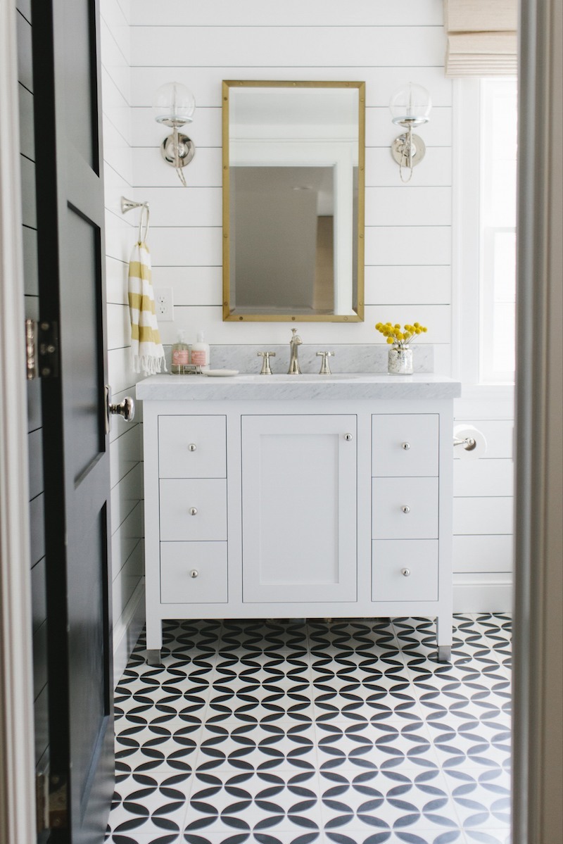 Cement+tile+and+Shiplap+Bathroom+by+Studio+McGee