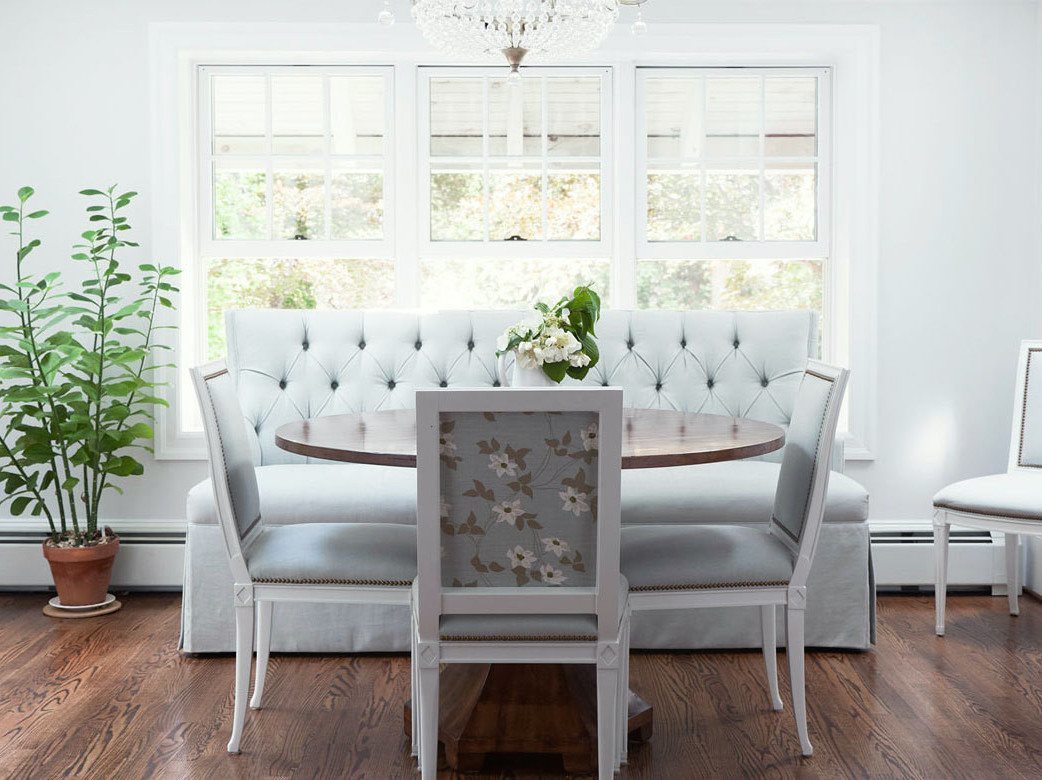 Naomi Stein Lonny Kitchen Pale Blue Settee Suzanne Kasler Dining Chairs Laurel Home