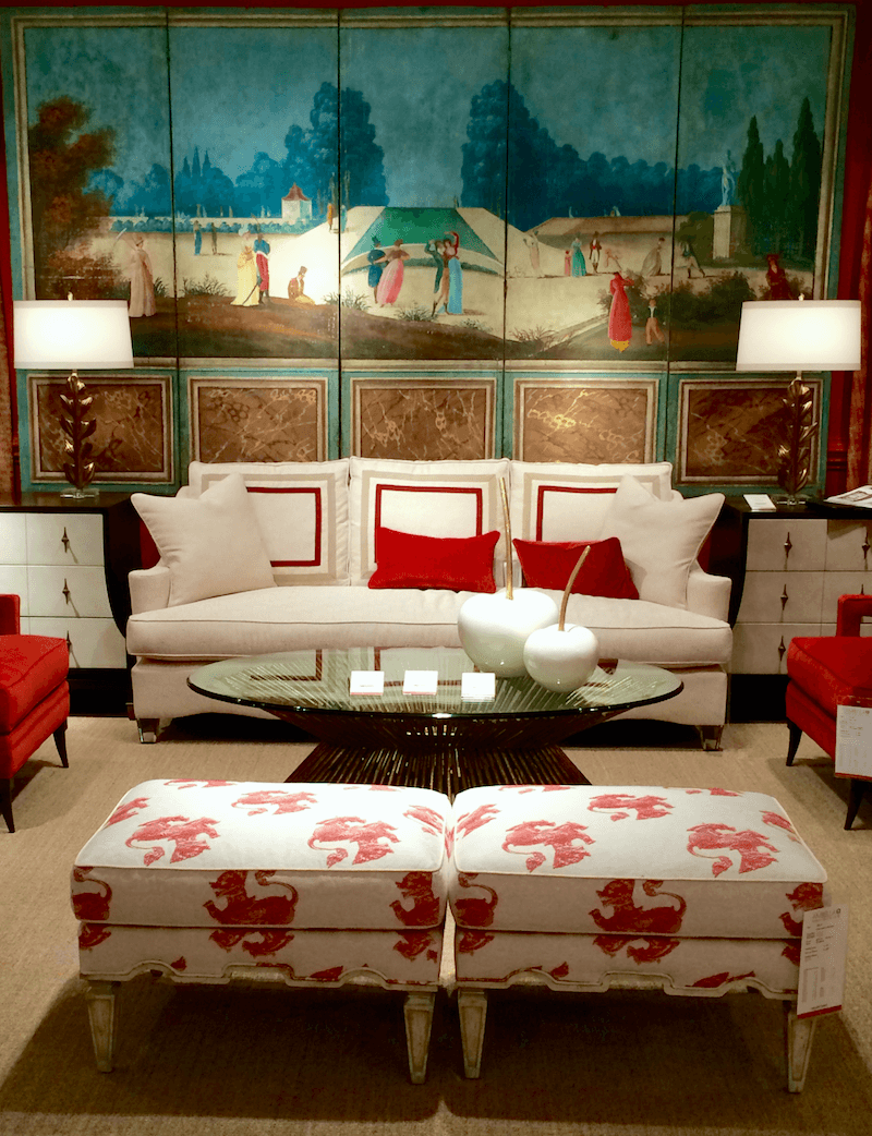 ambella-home-white-sofa-foo-dog-ottomans-hpmkt-high-point-market-2015-design-bloggers-tour