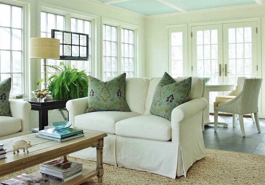 benjamin moore palladian blue ceiling, linen white walls | Ceiling Paint Colors