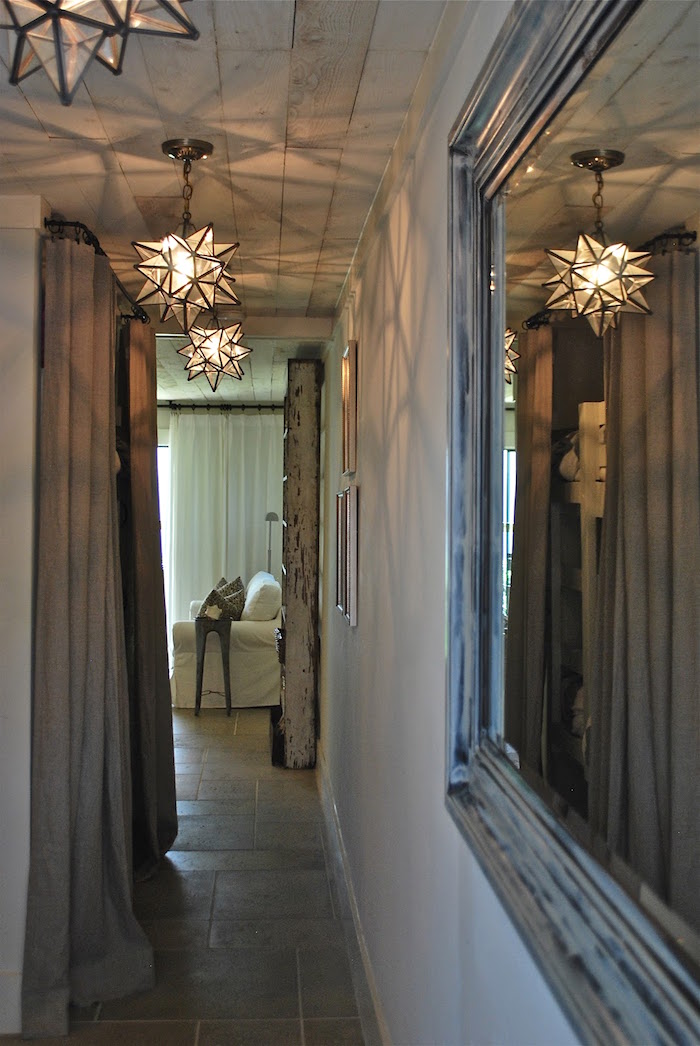 moravian star pendants hallway