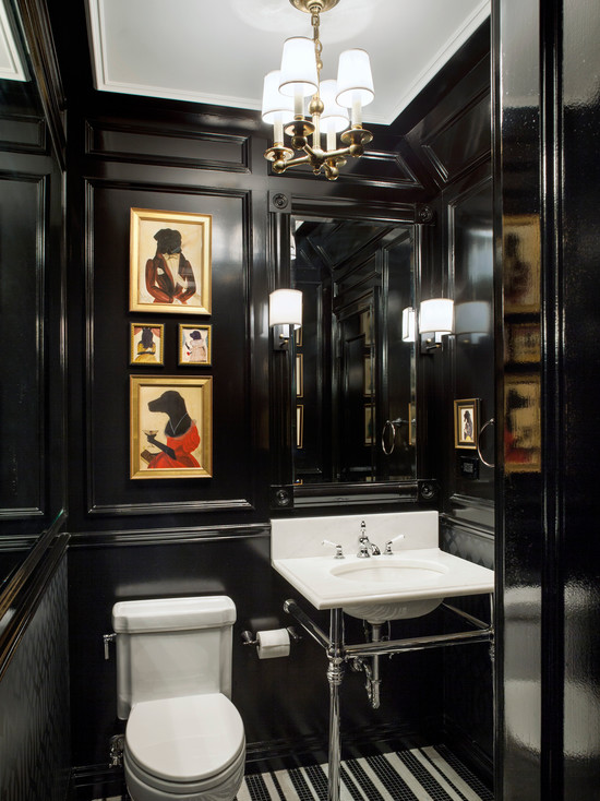 A Very Blah Powder Room Transforms Into Jewel Box Laurel Home Powder Room Transforms Into A Jewel Box