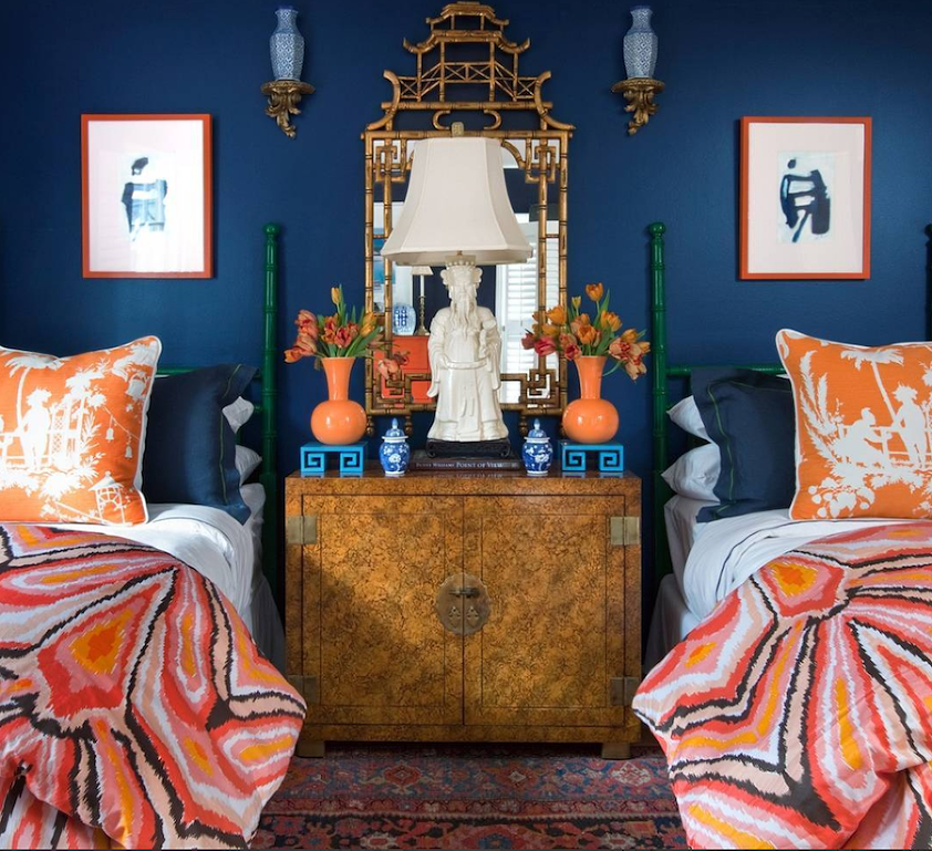 parker kennedy house beautiful bedroom blue and orange