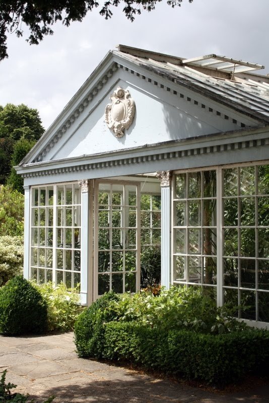 Exquisite gardens and architecturally beautiful greenhouse via Mark D Sikes Tumblr