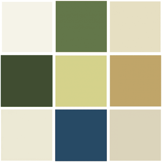 palette, green, cream, gold, blue | Laurel Home