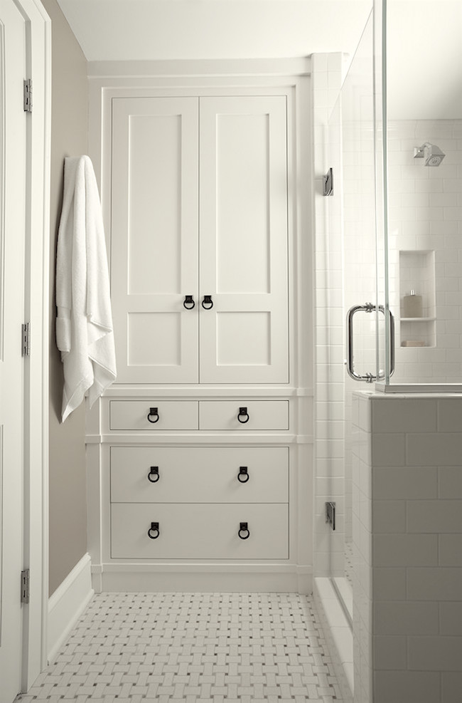 Bathroom Closet Storage Ideas : 2014 Small Bathrooms Storage Solutions Ideas : Sometimes bins and hooks can also do the trick.