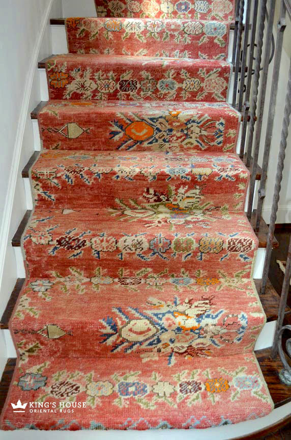 Long Burnt Orange Rust Stair Runner For Stairways Hard Wearing Loop Pile Carpets