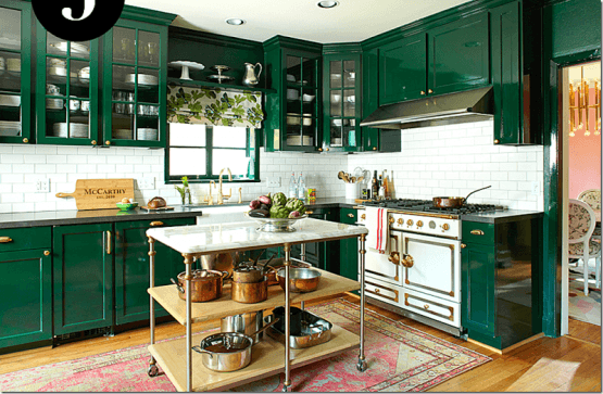 peppermint bliss emerald green kitchen | Laurel Home