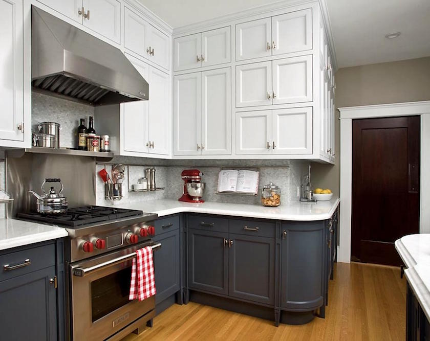 Large U Shaped Kitchen With Black Lower Cabinetry rms countertops marble two toned cabinets s4x3 jpg rend hgtvcom