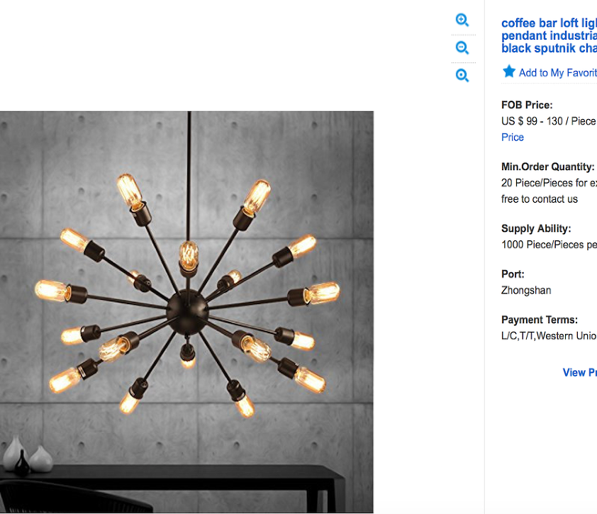 sputnik chandelier for 99 dollars from China