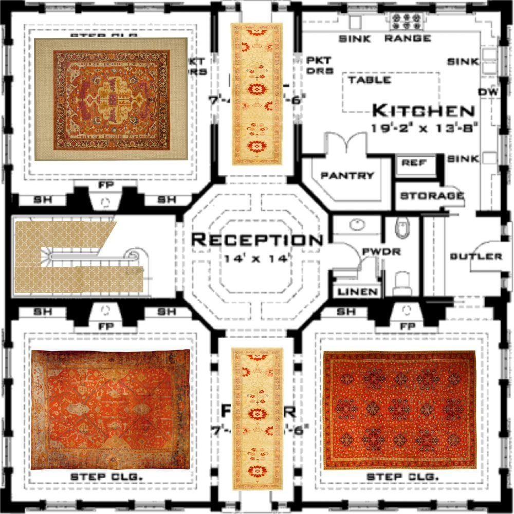 4 square area rugs red