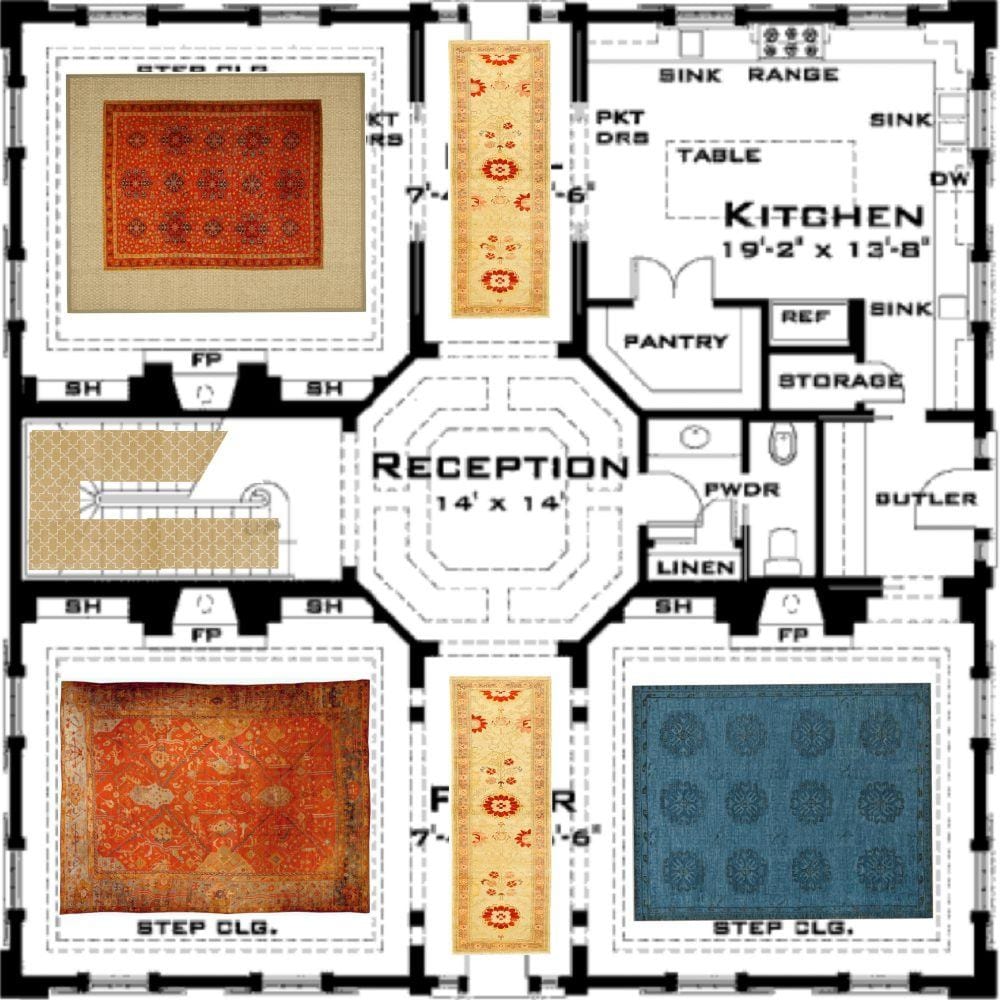 4 square area rugs red blue and gold