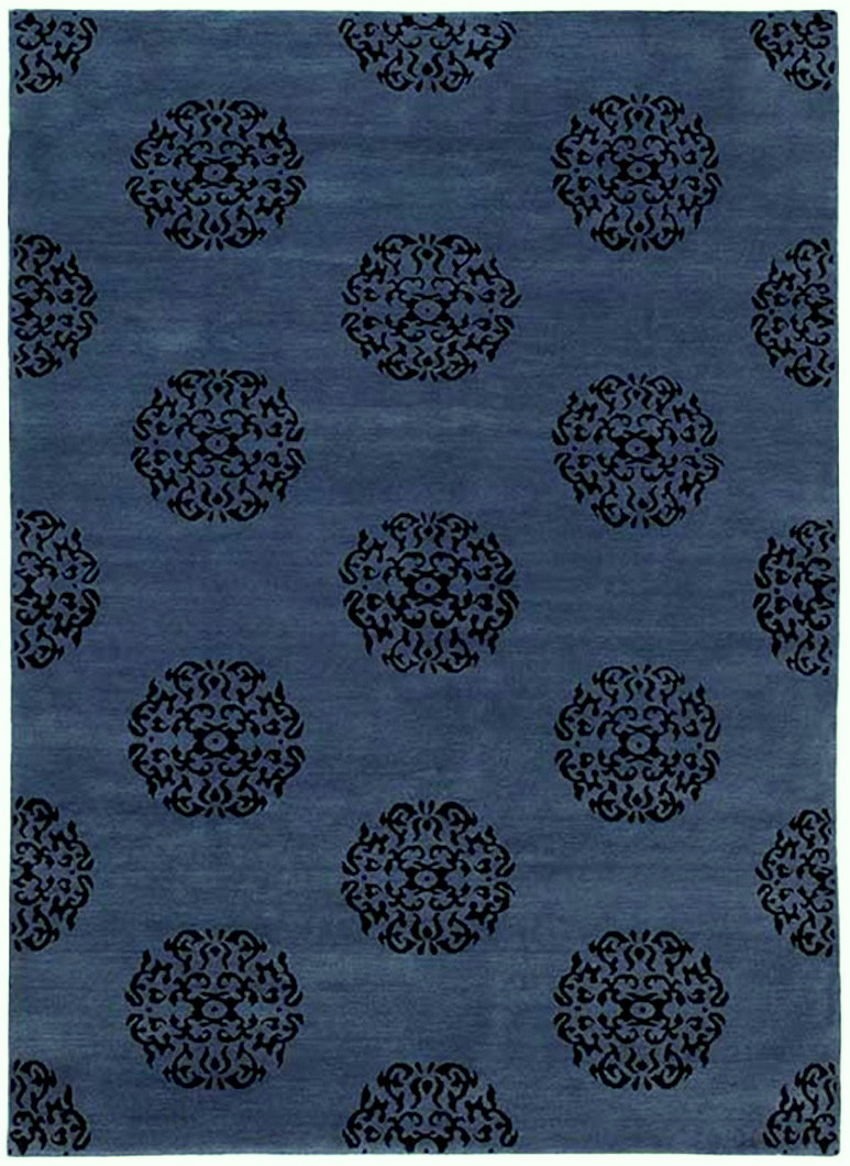 Ikat_Blue_Black_Mandala_Tibetan_Carpet