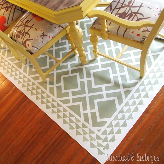 realitydaydream.com great tutorial PAINT-a-remnant-of-linoleum-to-look-like-an-area-rug-for-under-your-dining-table-Sawdust-and-Embryos