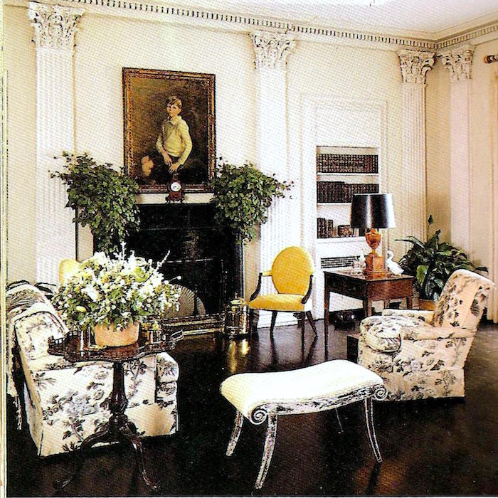 cherryfields mrs nancy pyne f schumacher pyne hollyhock - classic chintz on this living room furniture