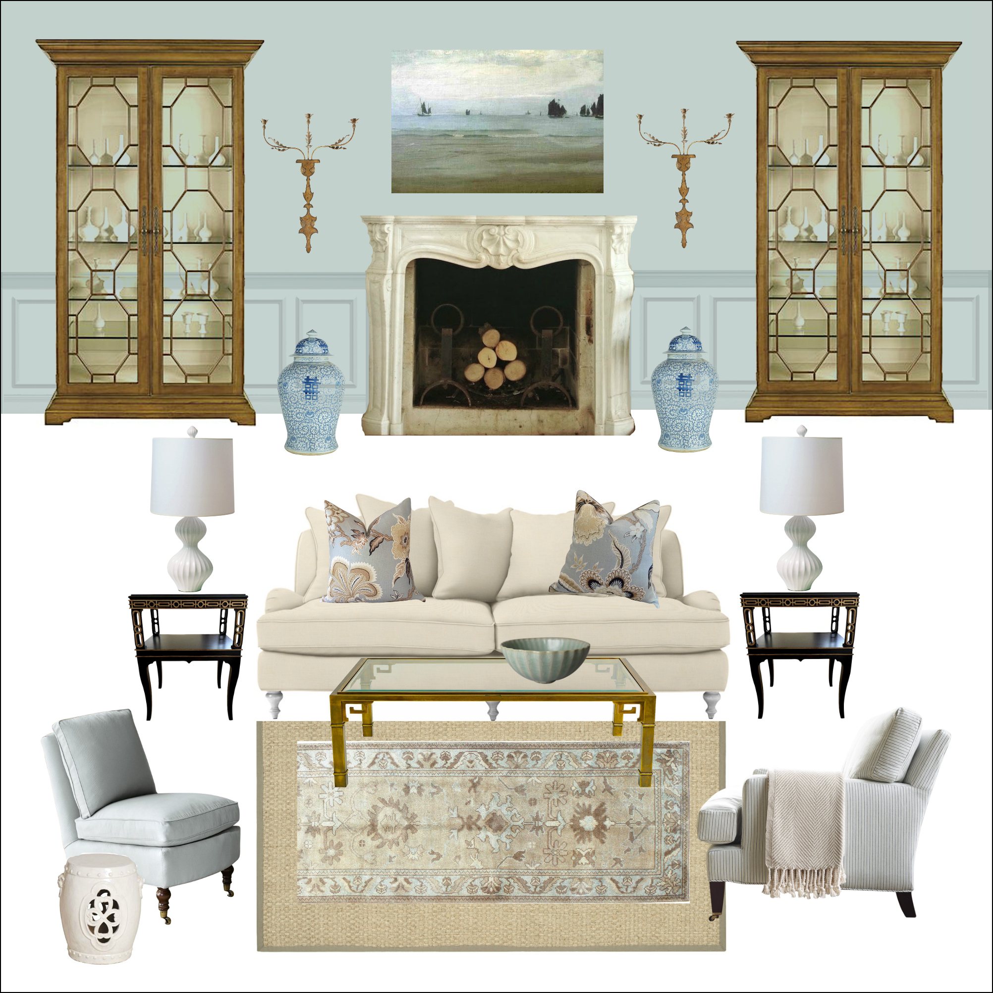 gustavian living room woodlawn blue - Laurel Home