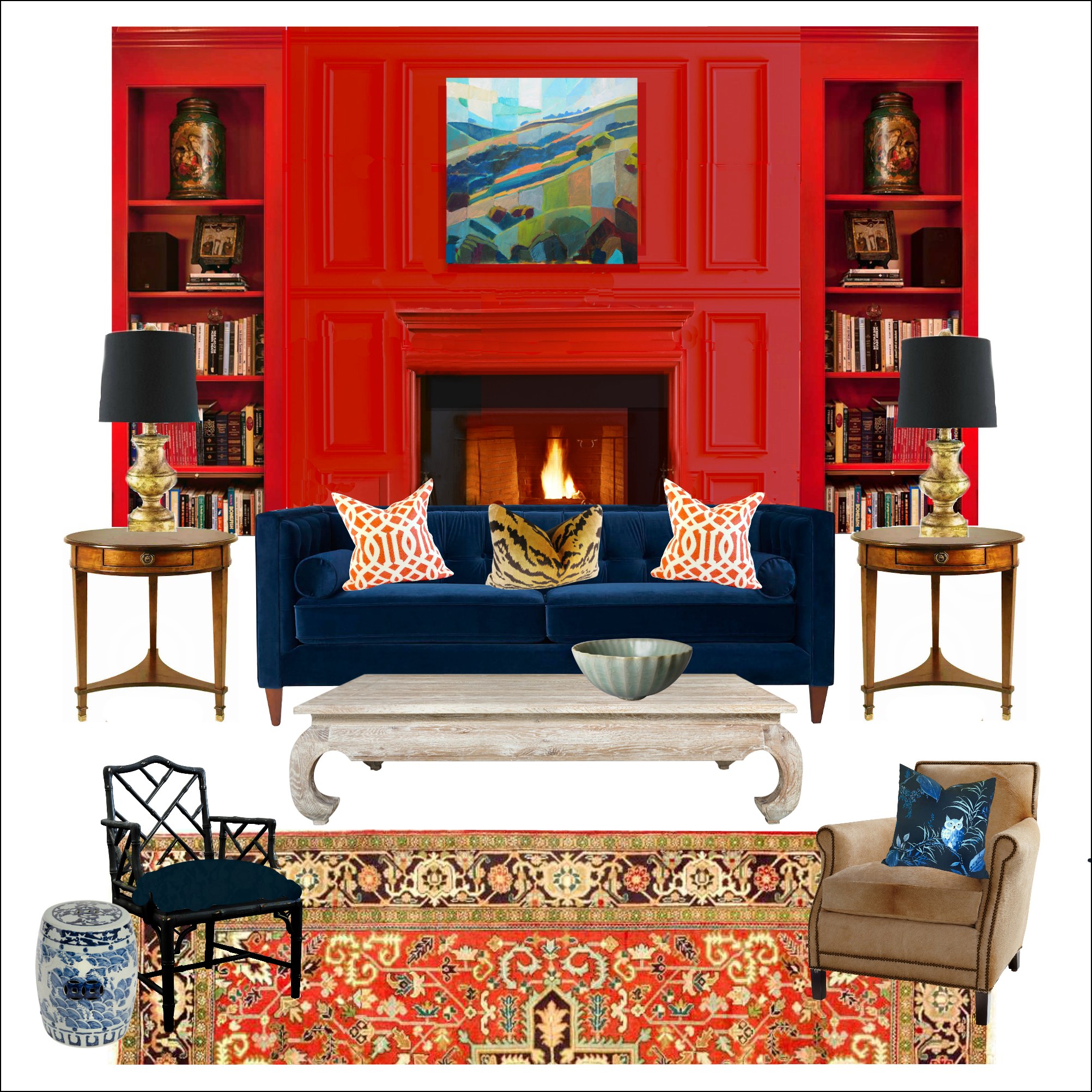 new trad living room strawberry red or chili pepper