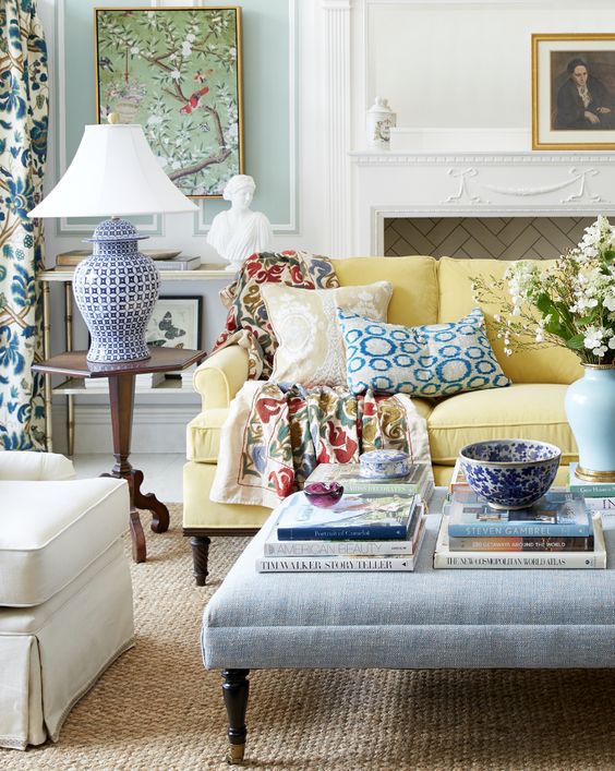 one-kings-lane-new-traditional-living-room-with-yellow-sofa-and-blue-and-white-chinoiserie