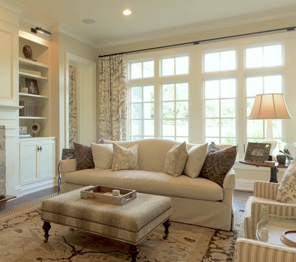 living room in Kentucky - camelback sofa by Lee Industries