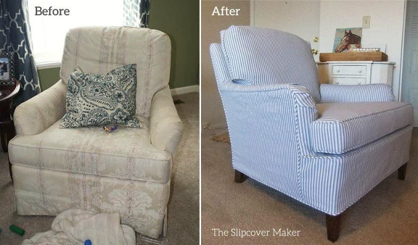 Traditional Wing Back Chair Slipcover in Washed Linen ...