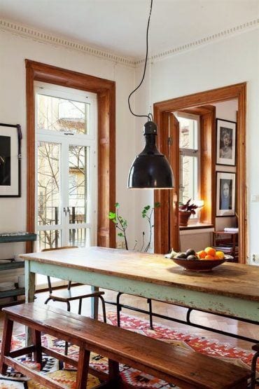 dining-area-white-walls-with-stained-wood-trim | Laurel Home