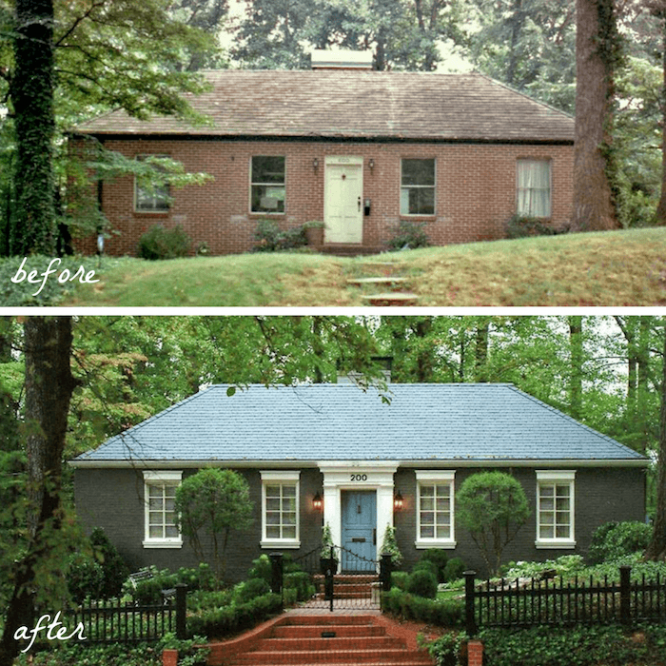 before-and-after-atlanta-brick-home - starter home upgrade - curb appeal