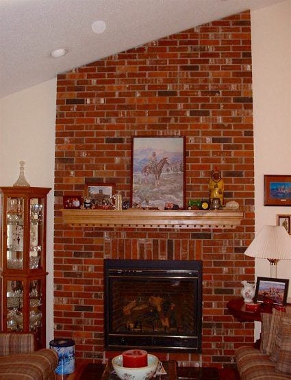 Our Ugly Brick Fireplace - He Vetoes Painting It! - Laurel Home