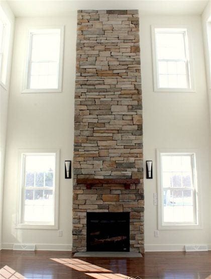 two story stone fireplace - Laurel Home