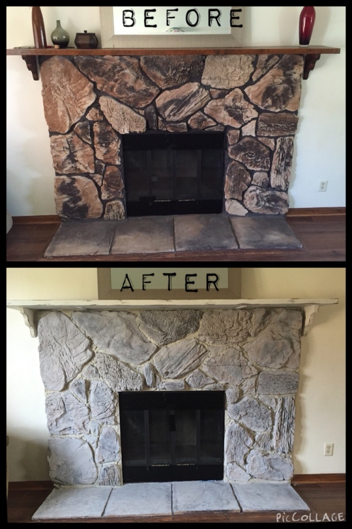 Here It Is The Ugliest Stone Fireplace, How To Clean A Stone Fireplace Before Painting