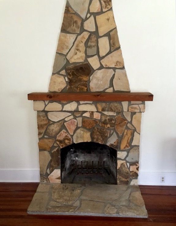 ugly stone fireplace
