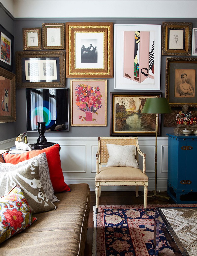 James Klein and David Reid - via Lonny - cool artwall - Make small rooms look bigger