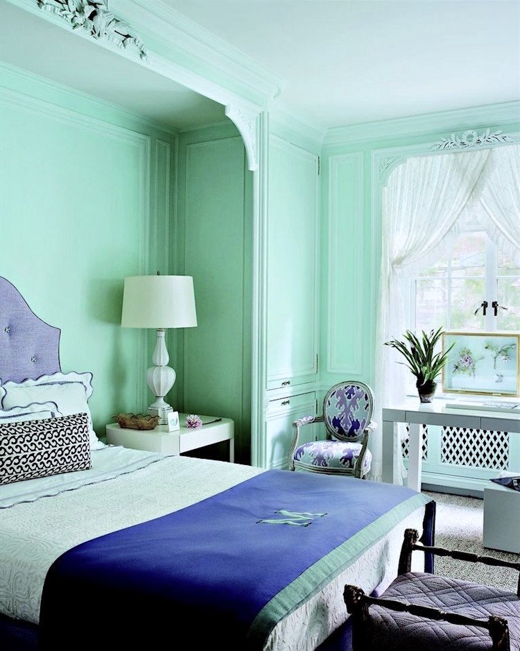 Mint Green Bedroom With Plants