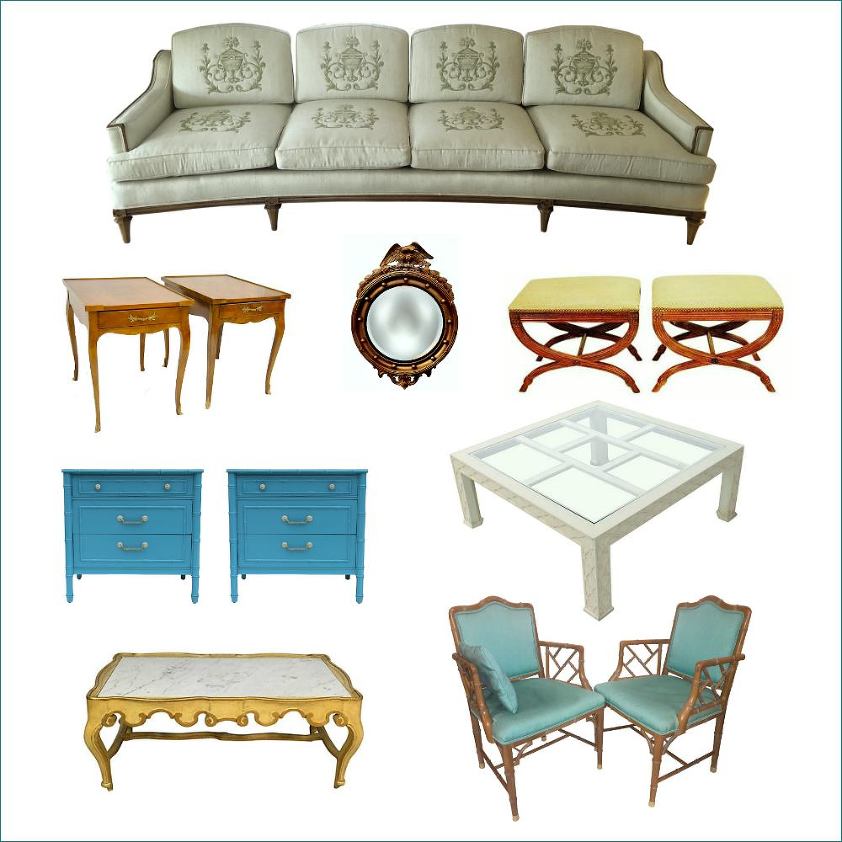 Cool Vintage Furniture from One Kings Lane, Etsy, Ebay and Chairish - budget friendly living-dining room