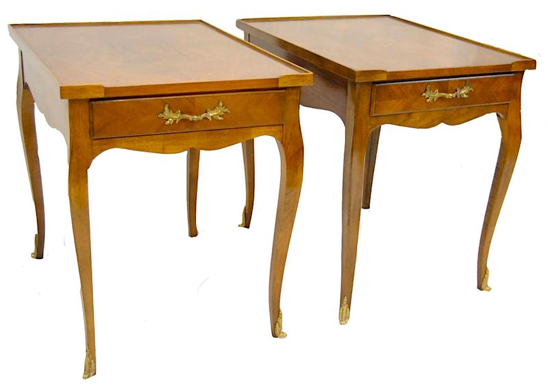 pair baker furniture french style pecan end tables - ebay