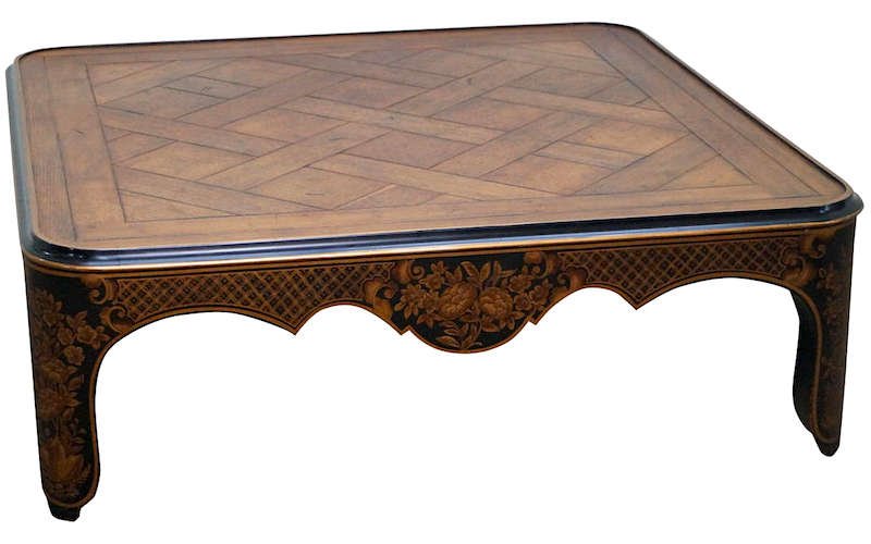 baker hand painted chinoiserie parquet top coffee table bucks county antiques on etsy 795