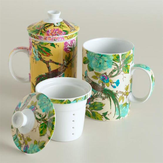 World Market English Garden Chinoiserie Infuser Mugs