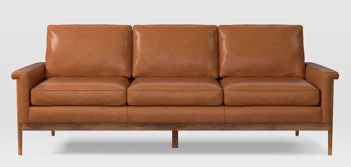 leon wood frame leather sofa