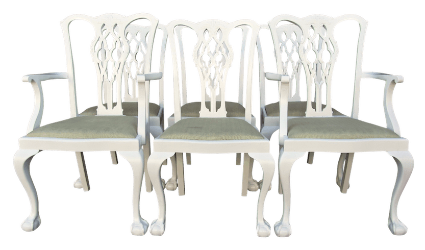 BW Home Chippendale style white painted dining chairs